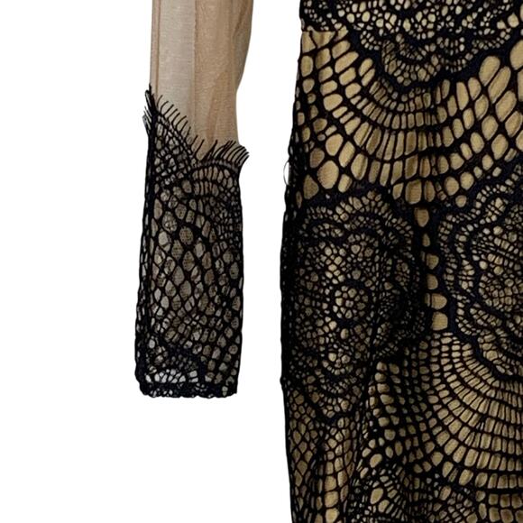 For Love & Lemons Antigua Black Lace Nude Sheer Mesh Mini Dress Size M - Picture 5 of 9